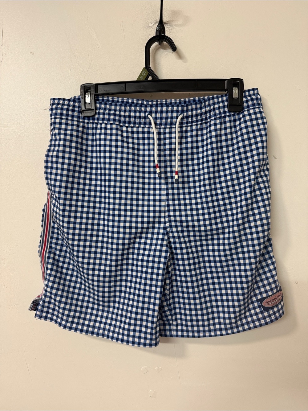 Vineyard Vines Navy and White Gingham Swim Trunks